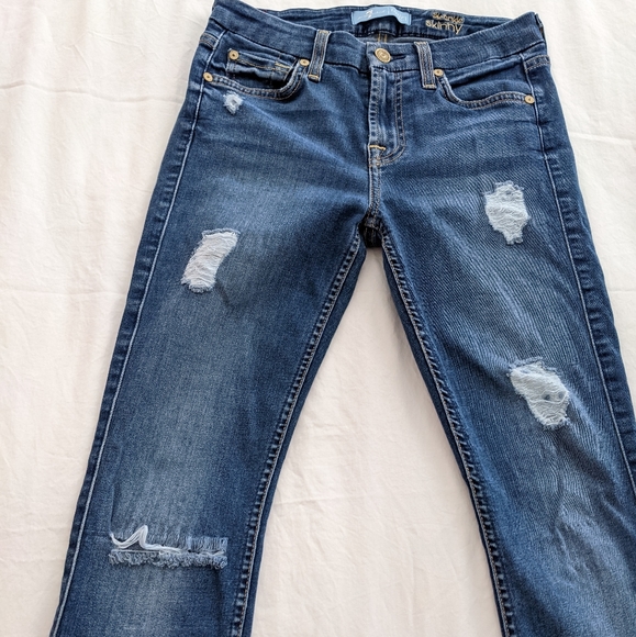7 For All Mankind B(AIR) Ankle Skinny Distressed Jeans Size 24 - Picture 3 of 16